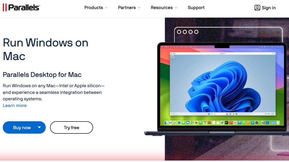 Website screenshot for Parallels Desktop.