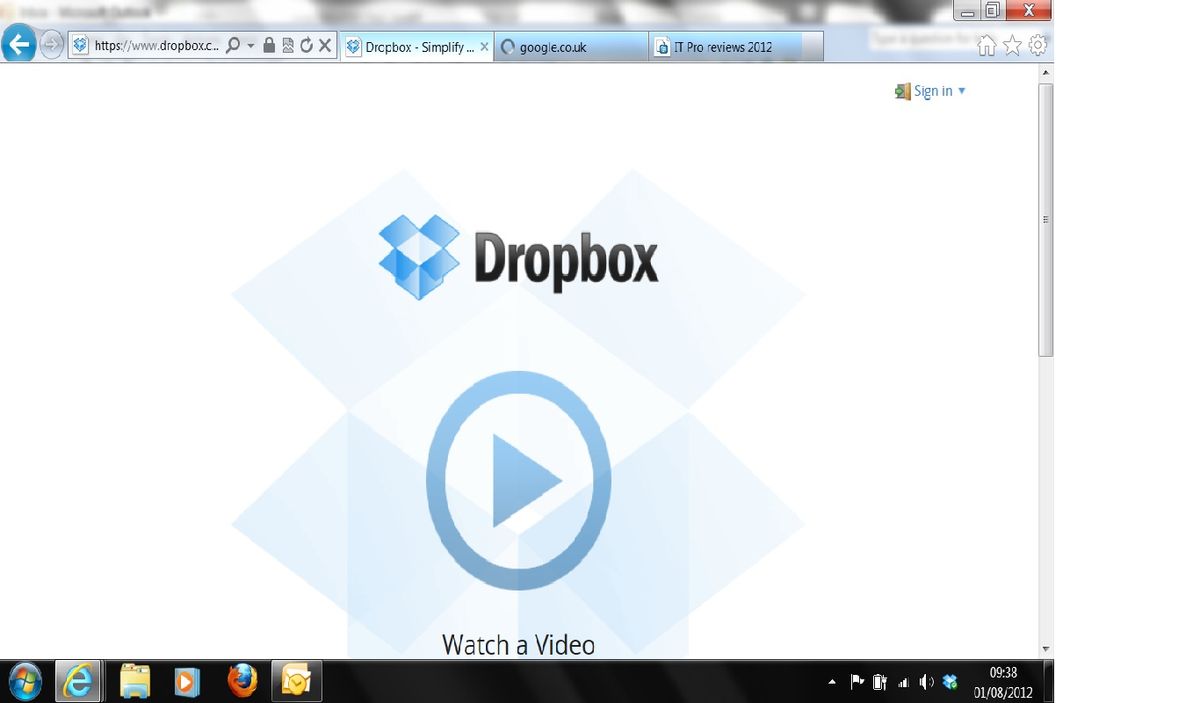 Dropbox homepage