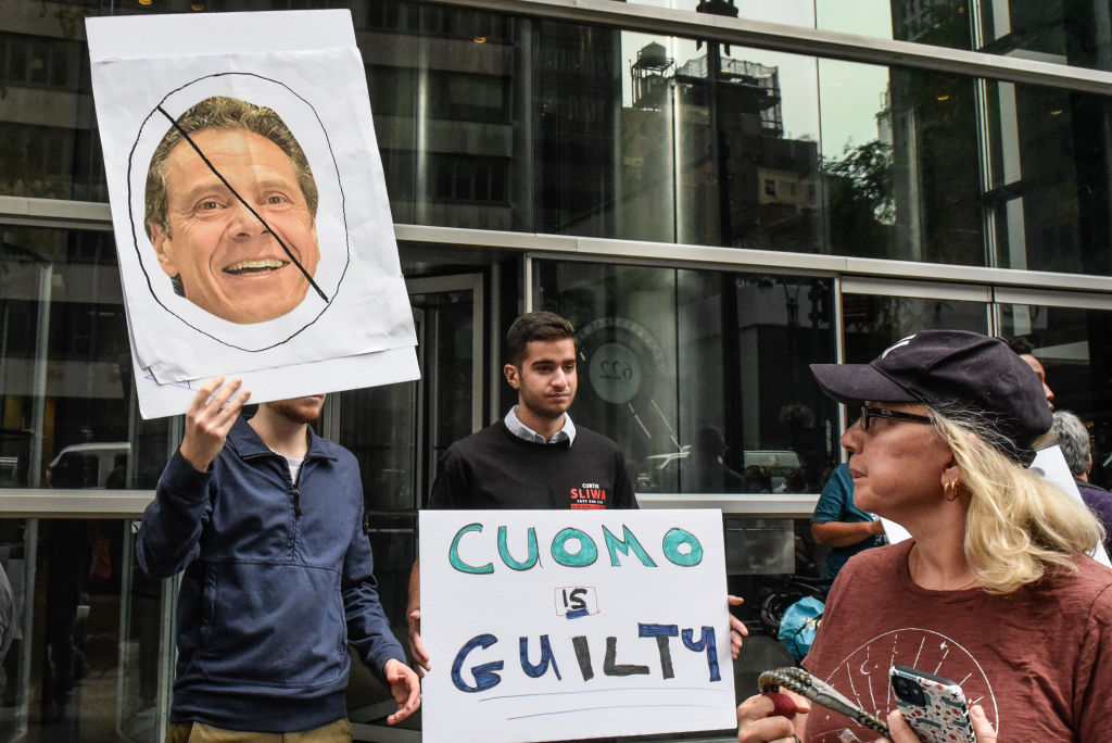 Protestors denounce Cuomo.