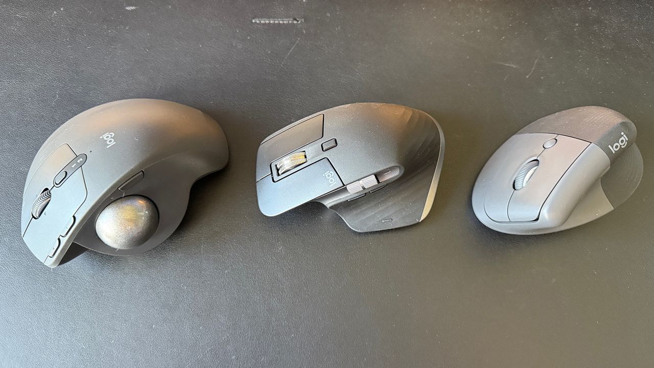 Three Logitech ergonomic mice, all compared.