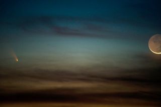 Comet Pan-STARRS and Moon Over Woodside, CA