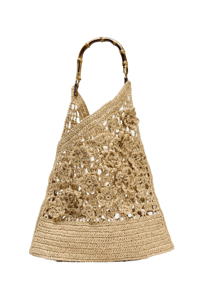 ZARA, Floral Woven Shopper Bag
