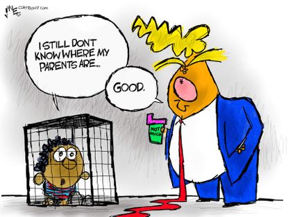 Political Cartoon U.S. Trump children border&nbsp;