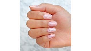 Pink and white marble nails