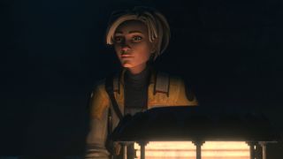 Older Omega standing next to lamp in Star Wars: The Bad Batch series finale