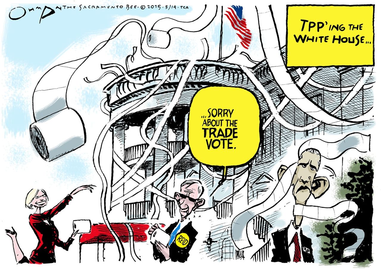 Obama cartoon U.S. TPP Deal