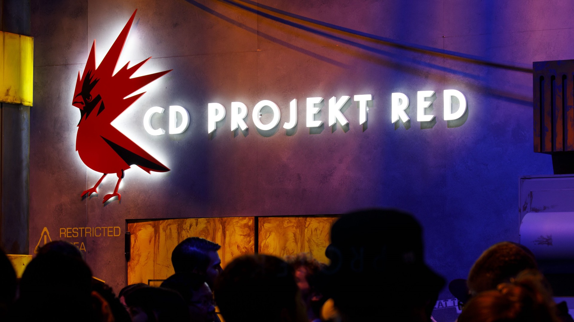 CD Projekt Red SA signage is displayed as attendees wait for a demonstration during the E3 Electronic Entertainment Expo in Los Angeles, California, U.S., on Wednesday, June 12, 2019.