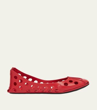 Perforated Leather Ballerina Flats