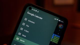 Google Calendar sidebar menu showing the month view
