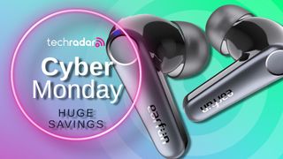 Earfun Air Pro 3 on colorful Cyber Monday background