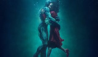 The Shape of Water Doug Jones Sally Hawkins in a watery embrace