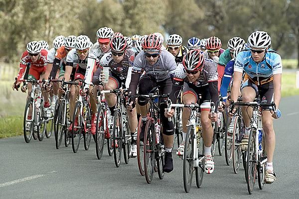 Riders formed a leading group not long after the start to stage three in Moama