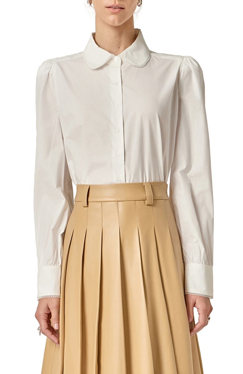 Lace Trim Button-Up Shirt