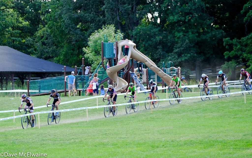 With two laps to go in the race there was still a large group of contenders