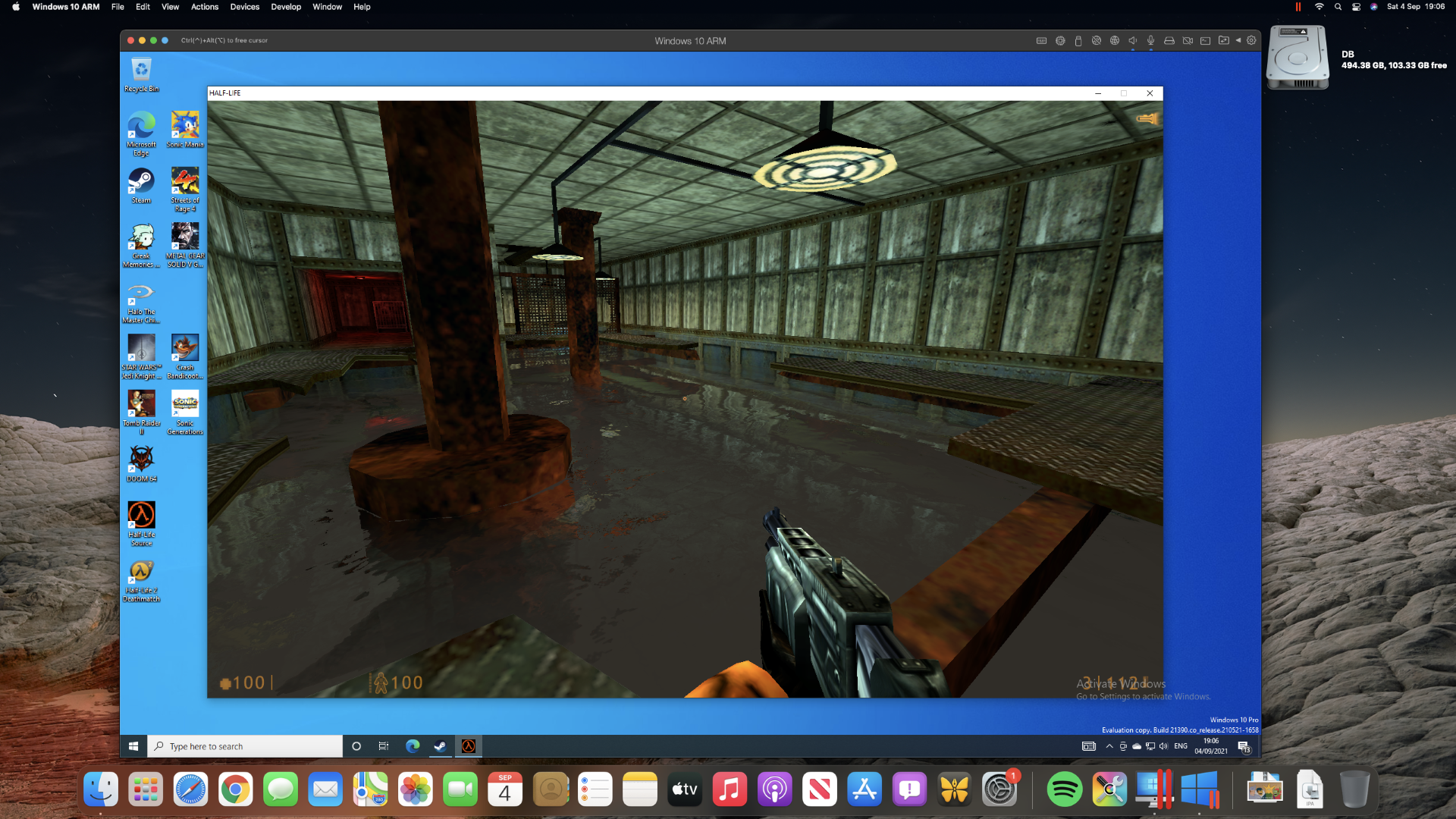 Half Life: Source running in Parallels Desktop on a Mac mini M1