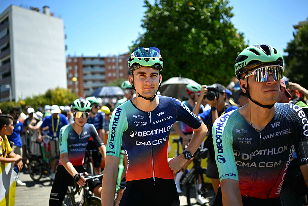Paul Seixas awaits the start of the 2nd stage of the 113th edition of the Tour de France 