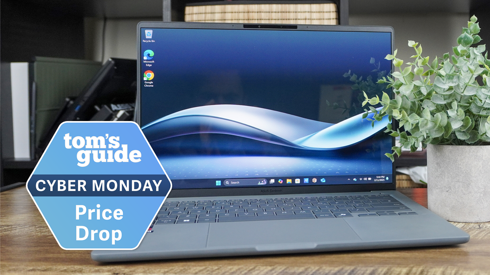 the asus zenbook a14 with cyber monday deal badge