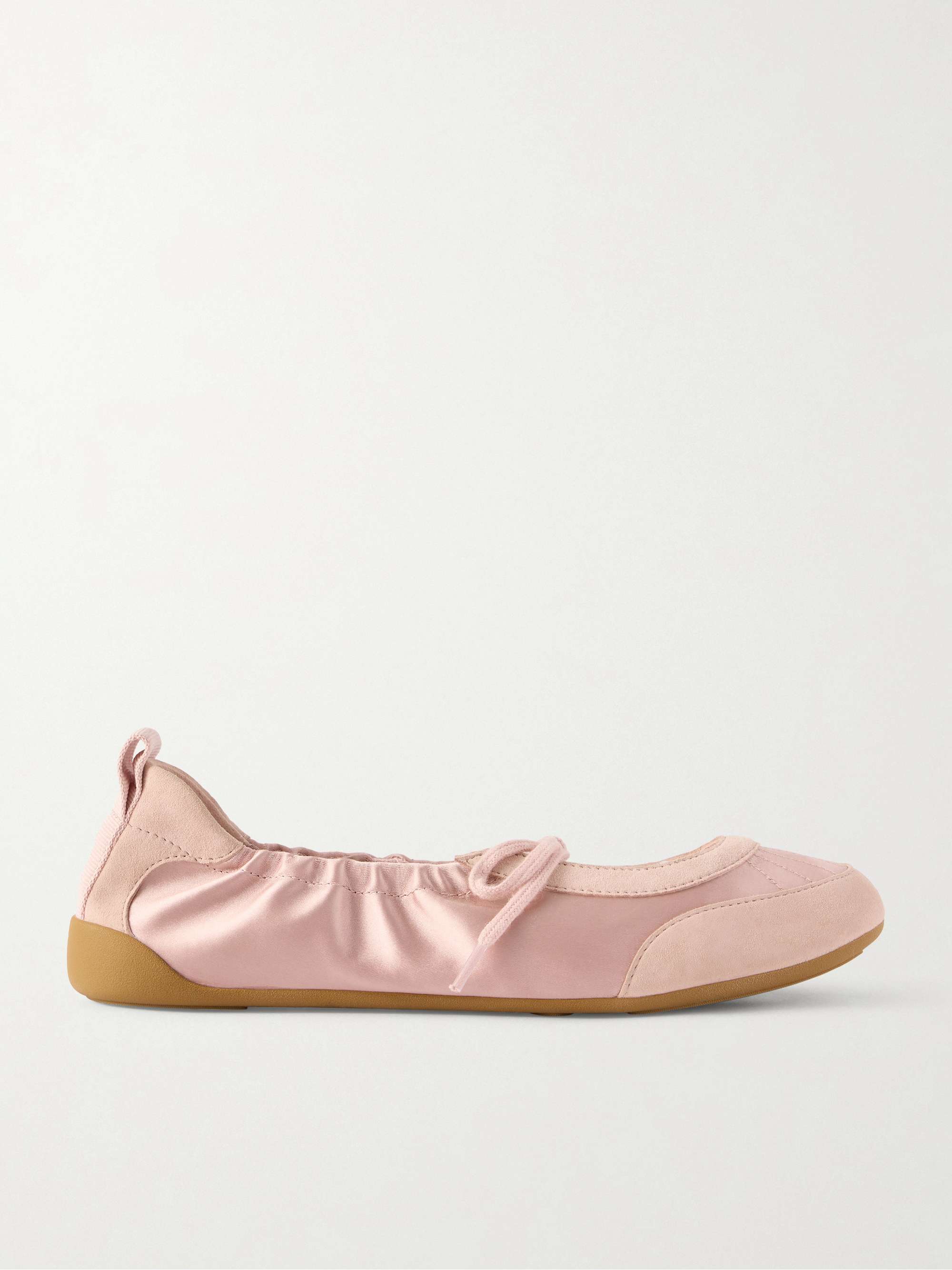 Kick Suede-Trimmed Satin Sneakers