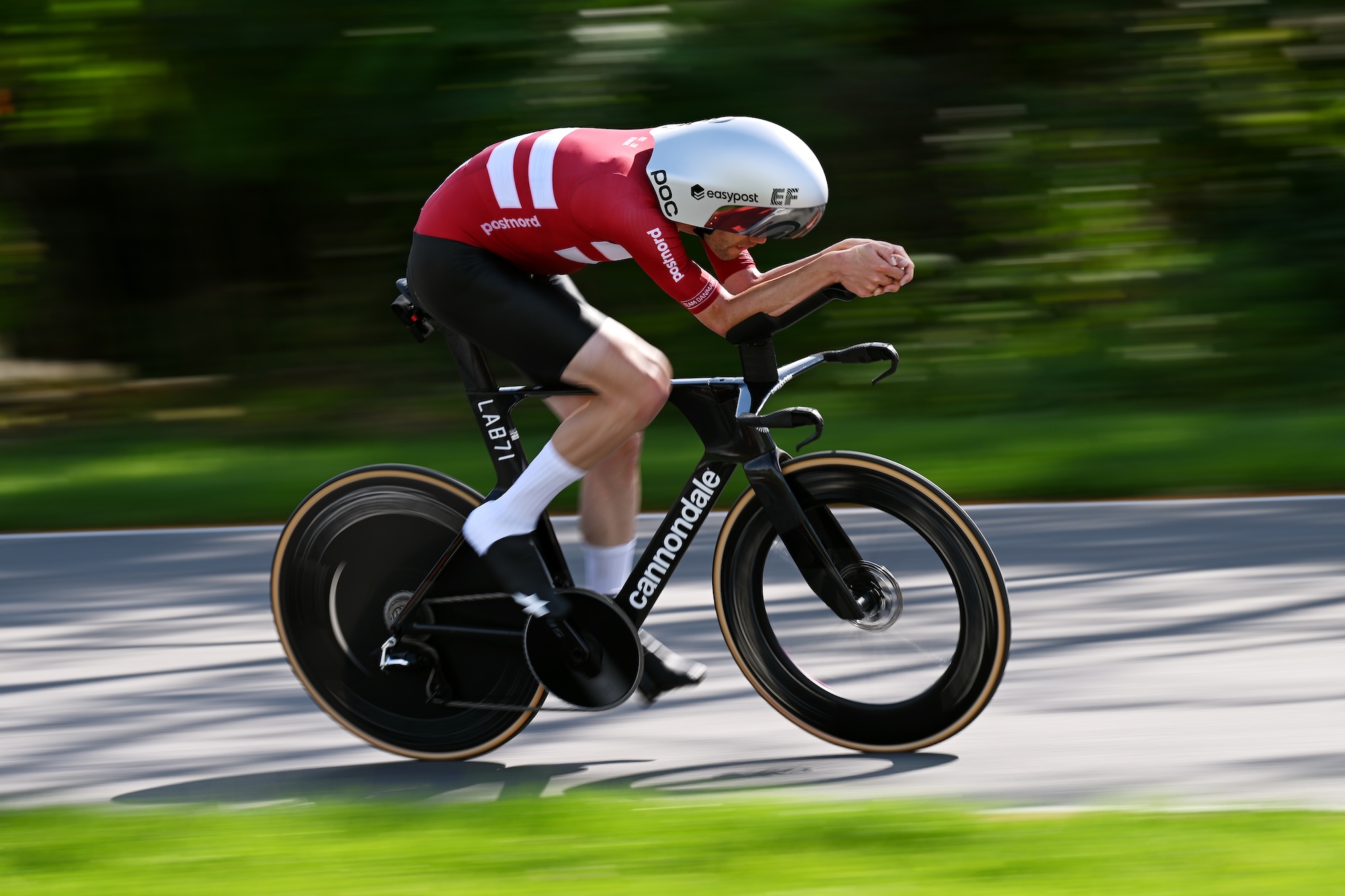 MONTREAL, QUEBEC - SEPTEMBER 20: Kasper Asgreen and Team Denmark competes during the 99th UCI Road World Championships Montreal 2026 - Men Elite Individual Time Trial a 39,2km race from Montreal to Montreal on September 20, 2026 in Montreal, Quebec. (Photo by Dario Belingheri/Getty Images)
