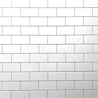 closeup of white subway tile