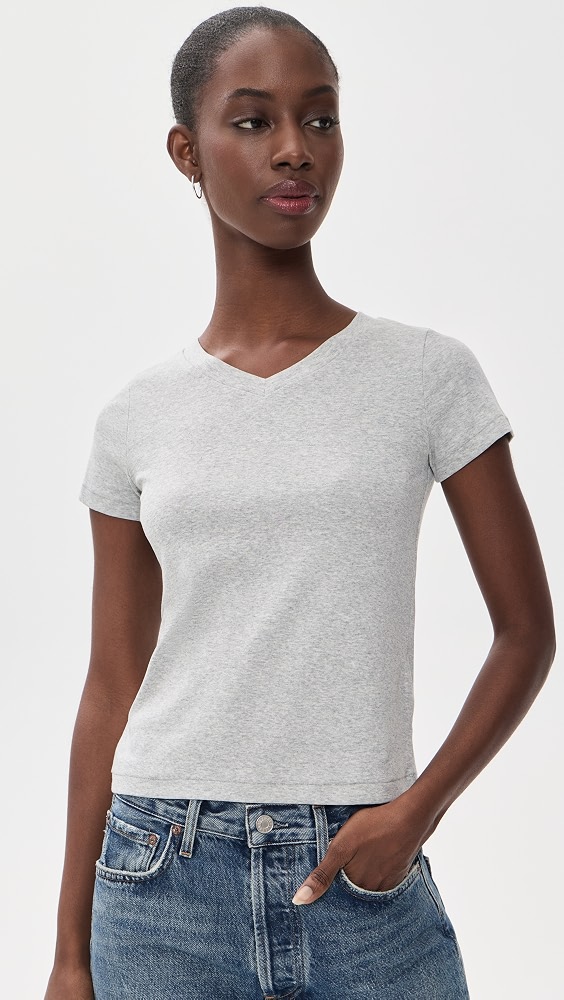Shrunken V-Neck Tee - Heather Grey