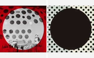 Polka dot designs for perfume bottle in black, white and red