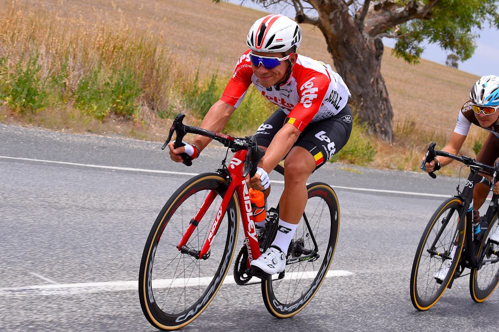 Caleb Ewan during stage 2 at the Tour Down Under