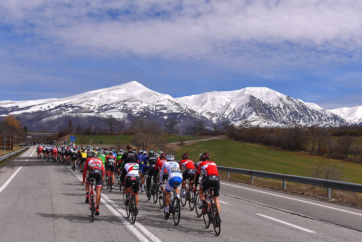 Mountains on the horizon at Tirreno-Adriatico