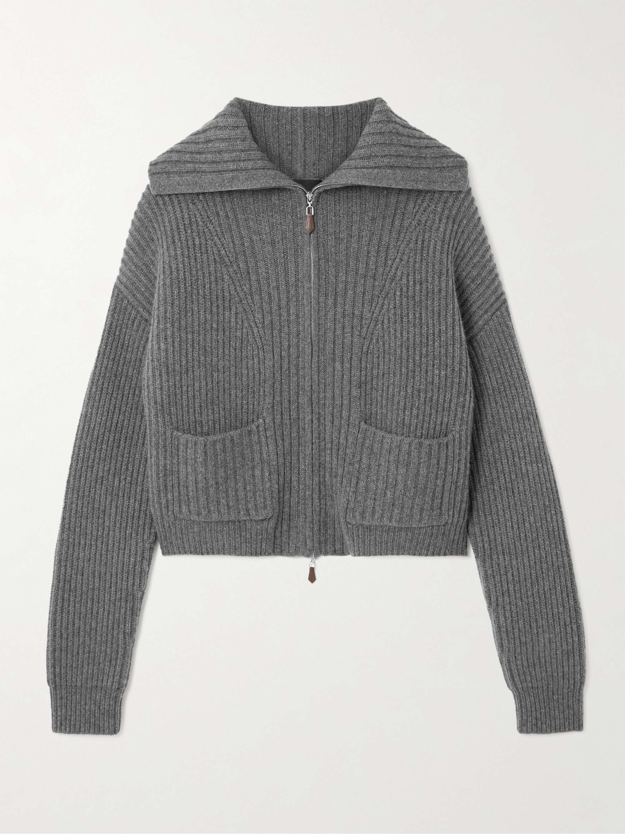 Nara Ribbed Cashmere Zip-Up Cardigan