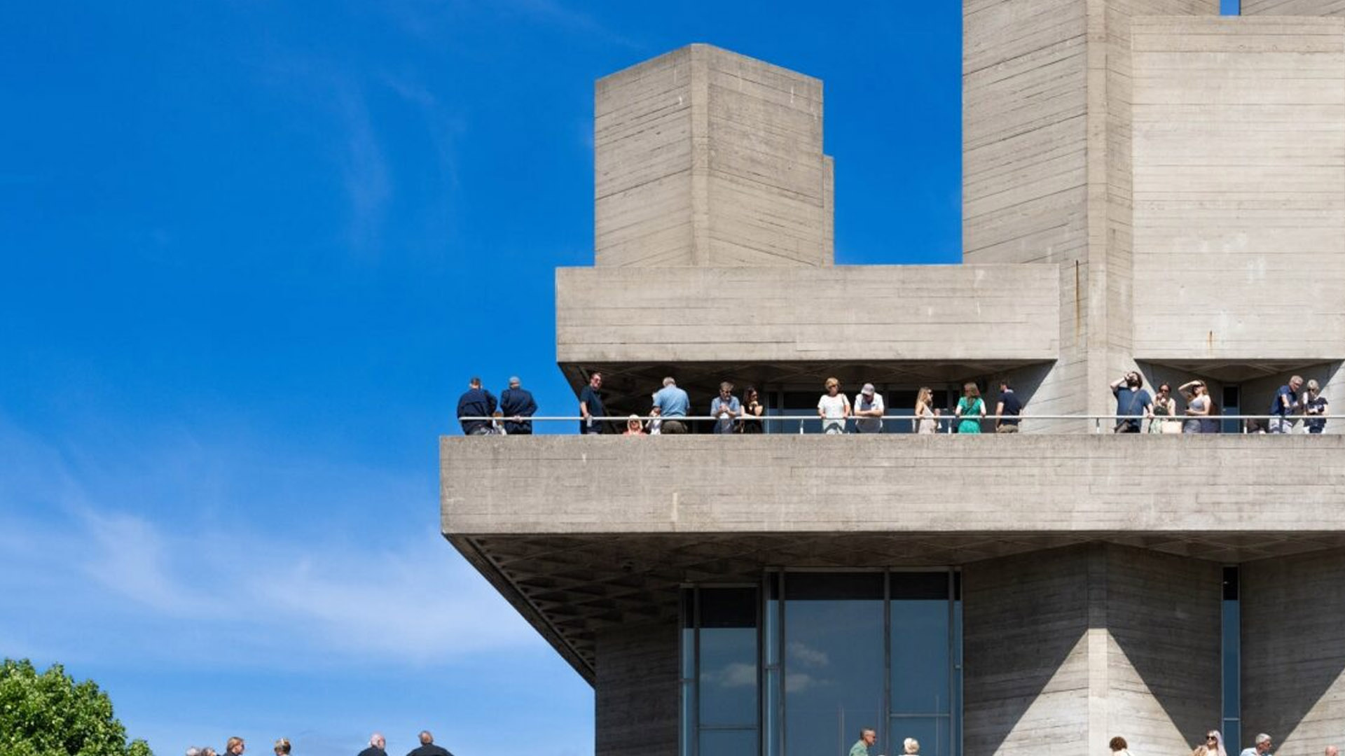 A photo of the exterior of the National Theatre. 
