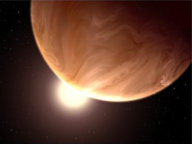 Artist&#039;s Rendition of a Cloudy Super-Earth