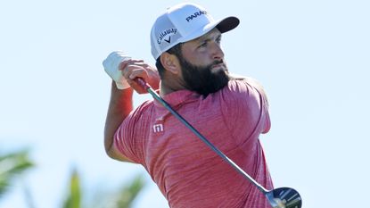 Jon Rahm takes a shot during the 2023 Sentry Tournament of Champions