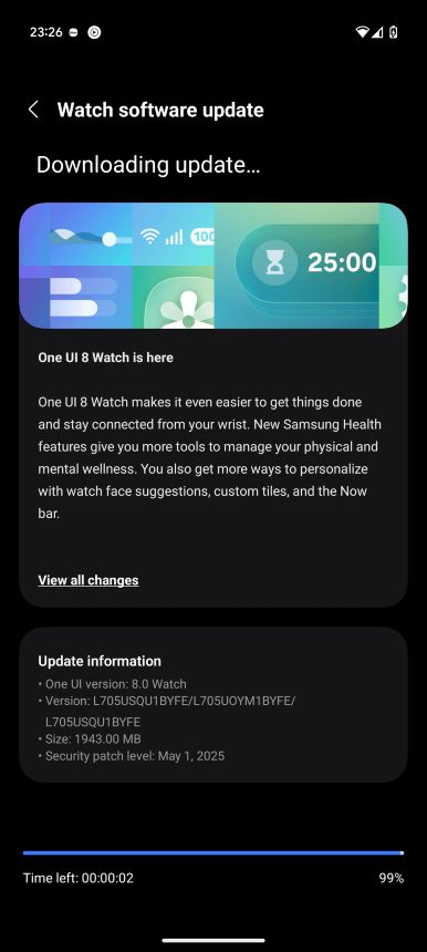 One UI 8 Watch upate changelog for the Galaxy Watch Ultra