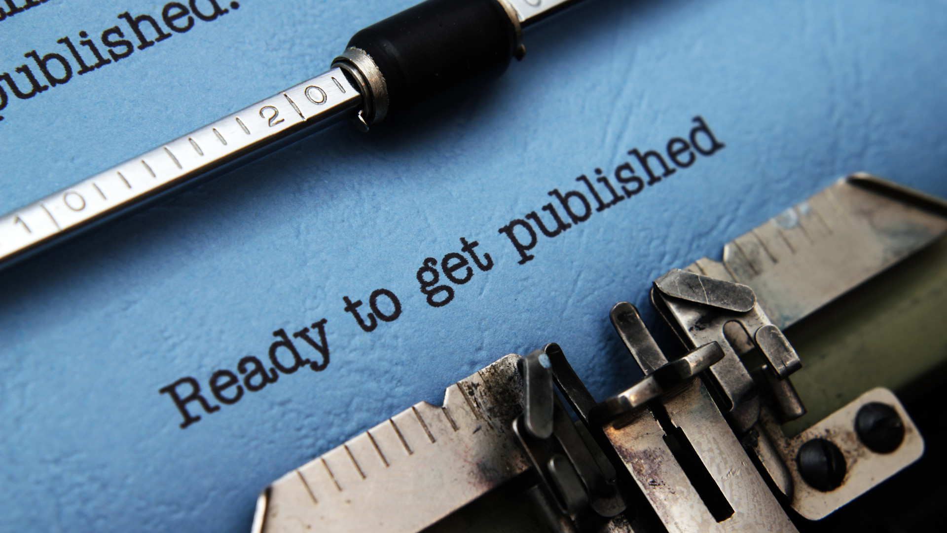 Typerwriter with the words 'ready to get published' typed out