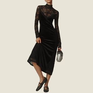 flat lay image of black dress