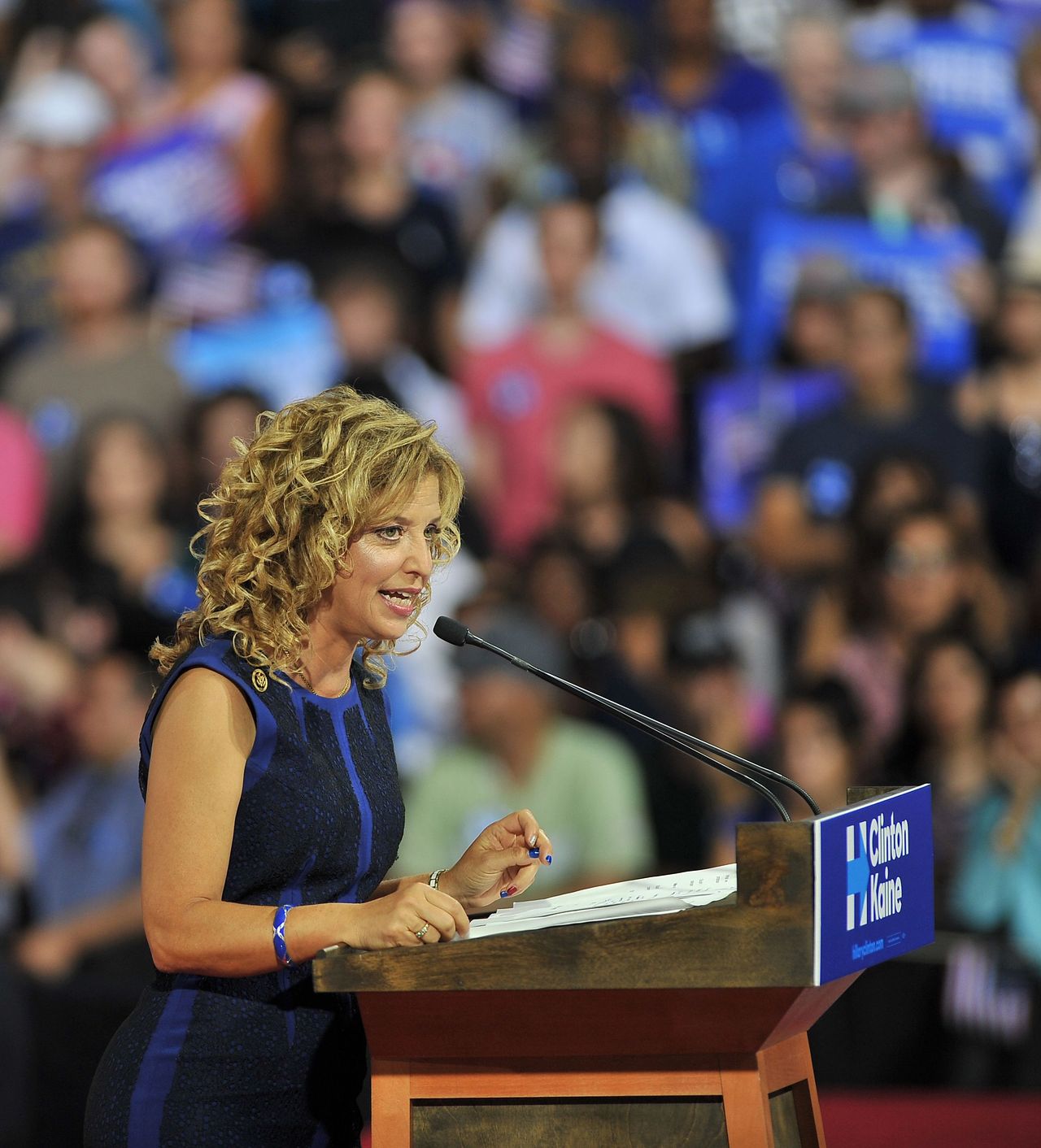 Debbie Wasserman Schultz at a rally