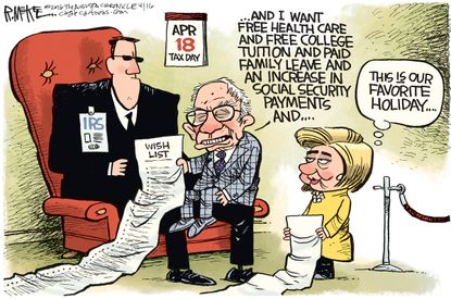 Political Cartoon U.S. Hillary Bernie