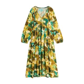 White Stuff green and yellow printed V Neck Midaxi Dress 