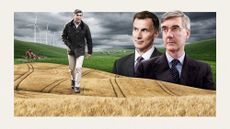 Photo composite of Rishi Sunak, Jeremy Hunt, Jacob Rees-Mogg and countryside