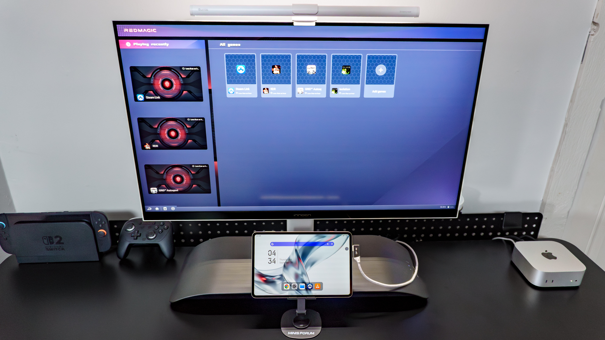 The RedMagic Astra 2 gaming tablet connected to a monitor over USB-C