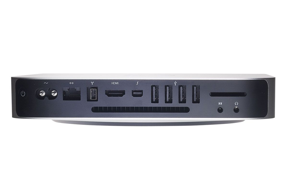 All of the ports on the Apple Mac Mini Mid 2011 are round the back.