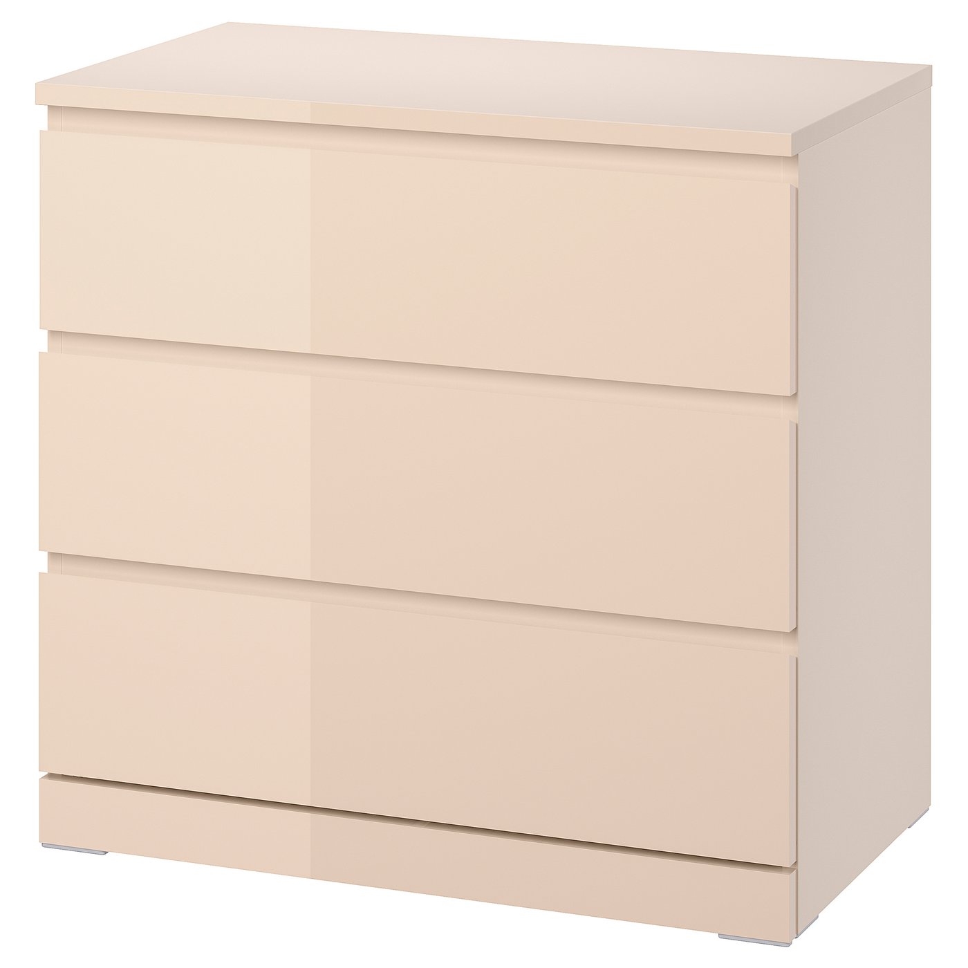 Malm Chest of 3 Drawers - Light Orange/high-Gloss 80x78 Cm