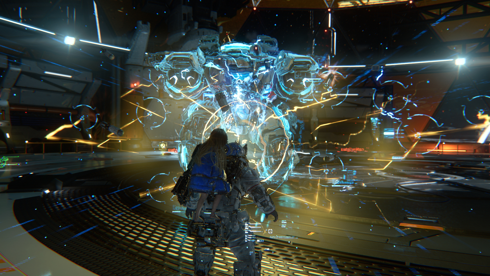 Screenshot from sci-fi shooter Pragmata, shown at Gamescom 2025.