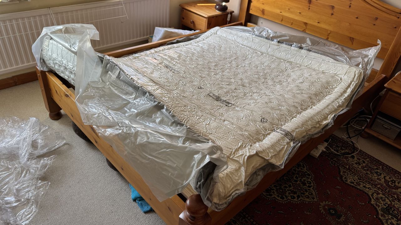 The Panda Hybrid Bamboo mattress being unboxed