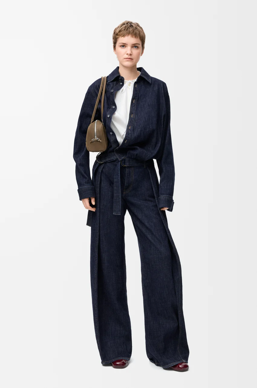 Loewe, Belted Pleated High-Rise Wide-Leg Jeans