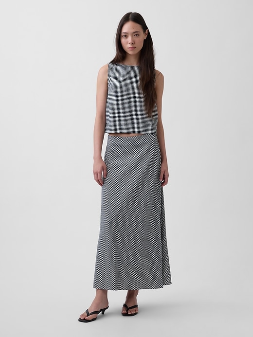 Linen-Blend Maxi Slip Skirt