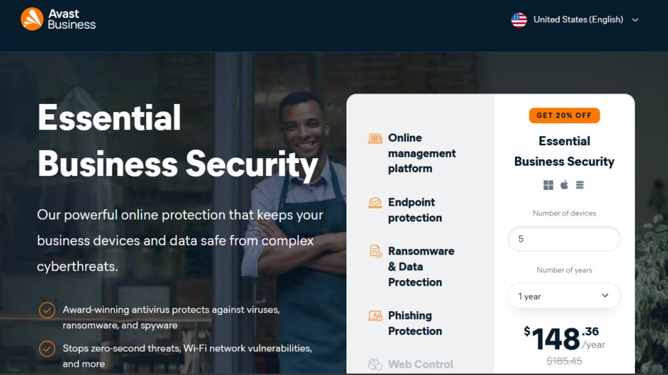 Avast Business Security website screenshot (September 2025).