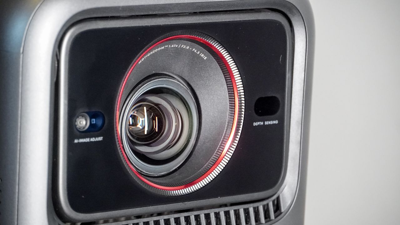 The lens on an Anker Nebula X1 projector.
