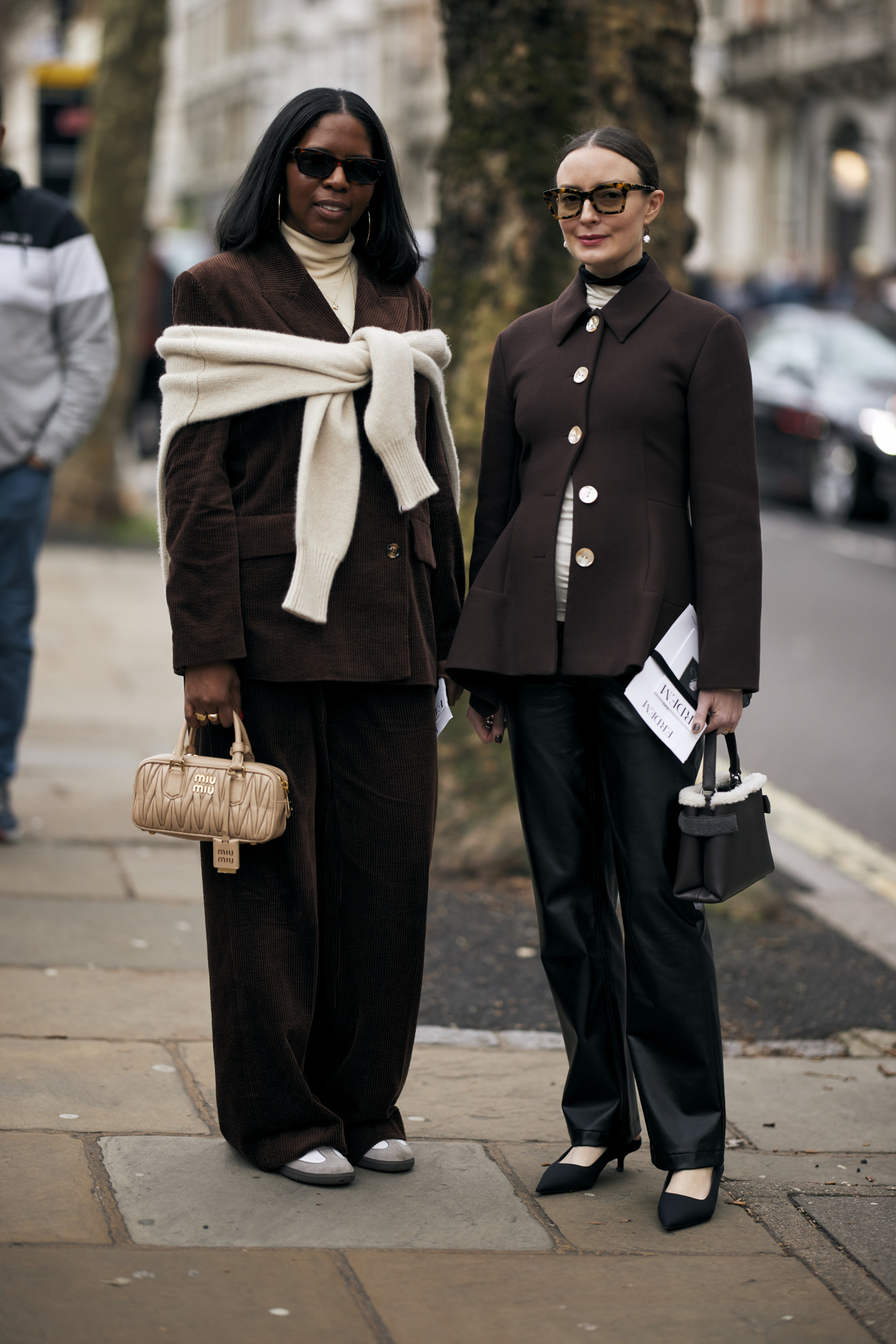 Brown outfits during London fashion week