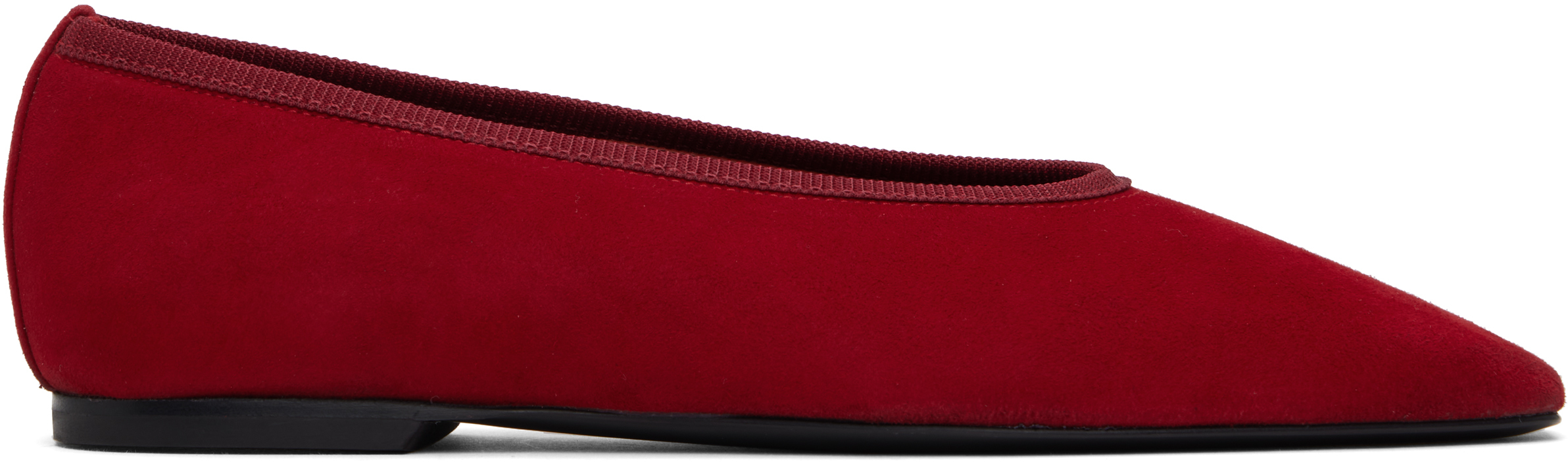 Red Minimalist Suede Ballerina Flats